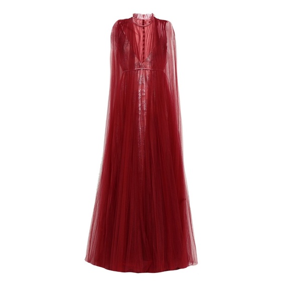 VALENTINO red draped tulle and lace gown IT40 🌹PRICE IS FIRM🌹 - Picture 8 of 16